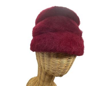 Retro Hat Felted Fur Christine Original Park Ave New York Fur Berry Red 1950s